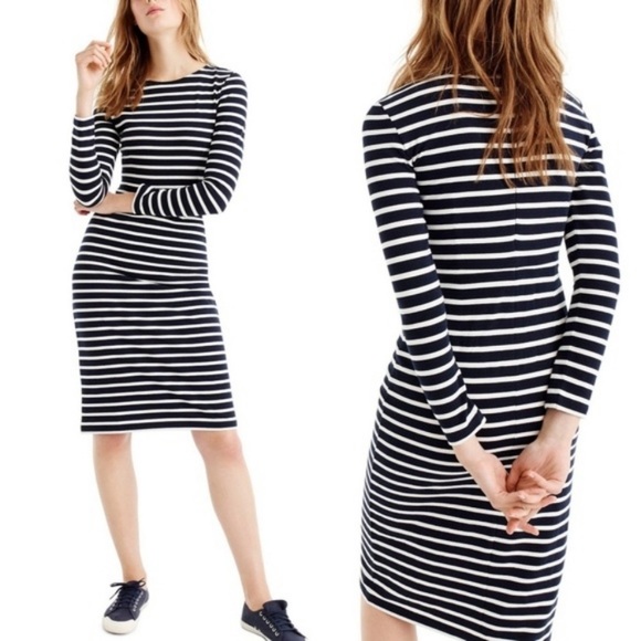 J Crew Long Sleeve Striped Navy White 